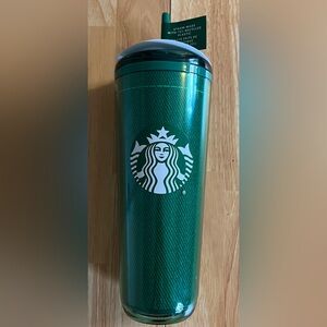 Starbucks NWT Rare Limited Edition Tumbler Green Apron 24oz Straw & Stickers